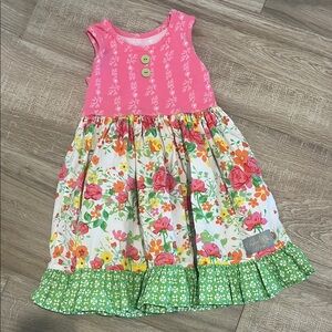 Eleanor Rose Floral Pink and Green Kids Dress